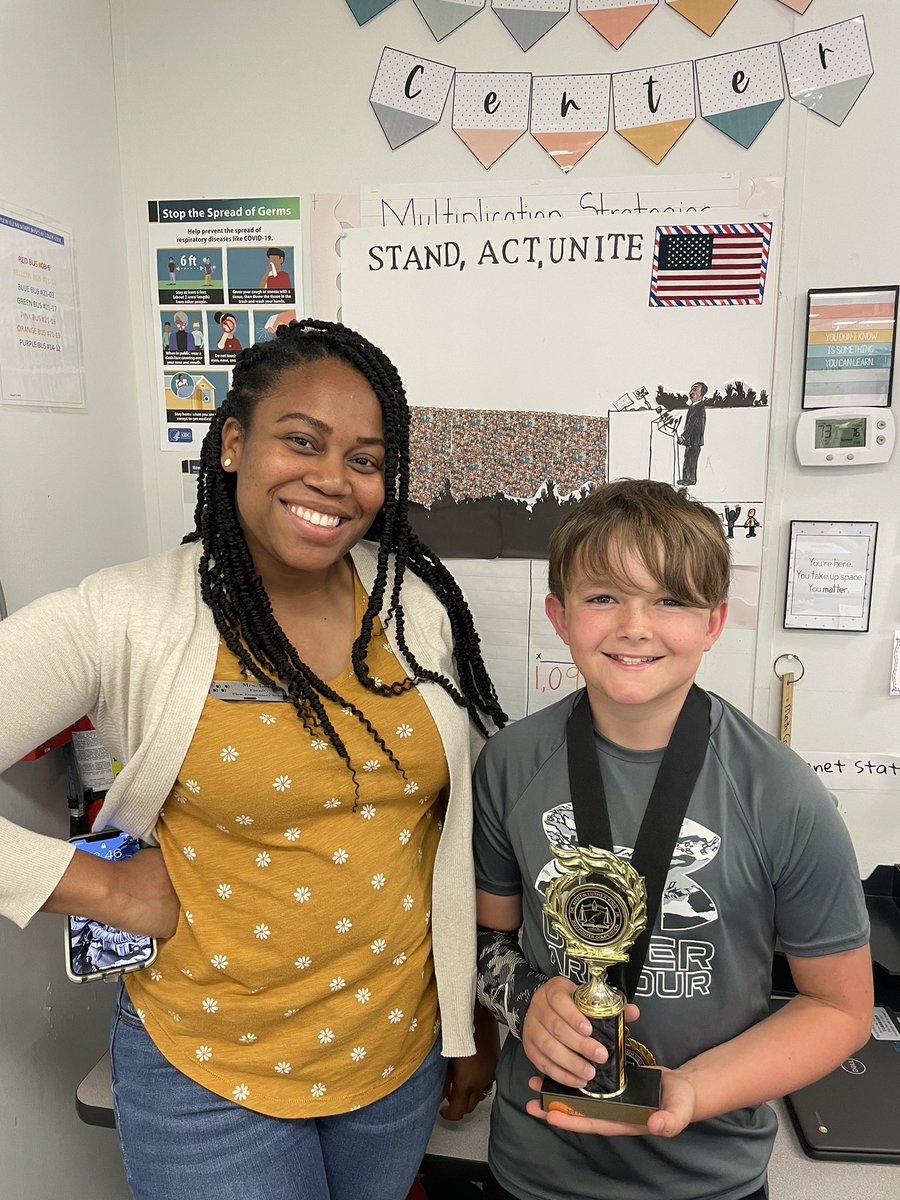 PlewElementary's tweet photo. We’re proud of you, Conner!  3rd place in the district for the Martin Luther King, Jr. poster contest. 👏👏 https://t.co/agjRETjsJb