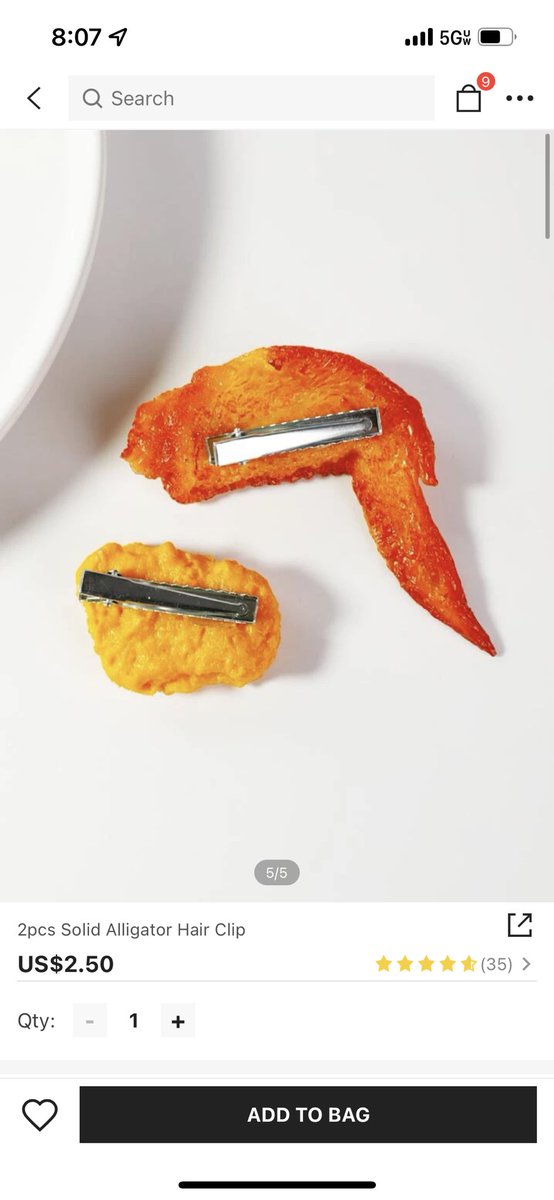 seenbymich's tweet photo. For two dollars and 50 cents you can get yourself this chicken wing and nugget hair clip set https://t.co/uLlWnSgvb3
