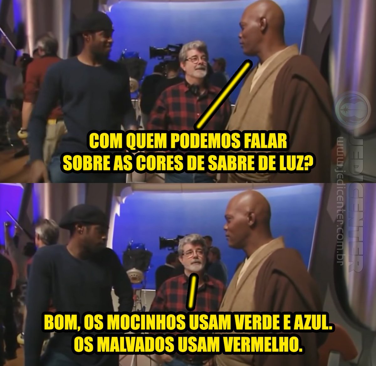 Eu simplesmente amo essa visão "simplória" de Star Wars do George Lucas 😂 milhões de artigos sobre as diferentes cores ligadas aos personagens e suas classes... Ele vai lá e manda essa 😂😂
