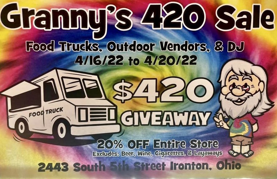 Hey!! Our annual 4/20 SALE is 4/16-4/20! Get 20% off in store &amp; a chance to win $420!! Food trucks, vendors, &amp; music will also be outside!!