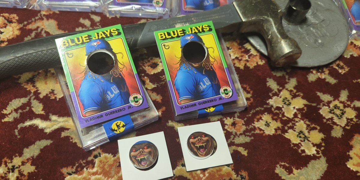PardeeBetts's tweet photo. Vlad is next. 2 punched, 98 to punch. Topps #Project70 Vladimir Guerrero Jr. #825 by Alex Pardee @alexpardee BURN TOKENS coming soon from #PardeeStreetBetts https://t.co/yyYj00Ccpy