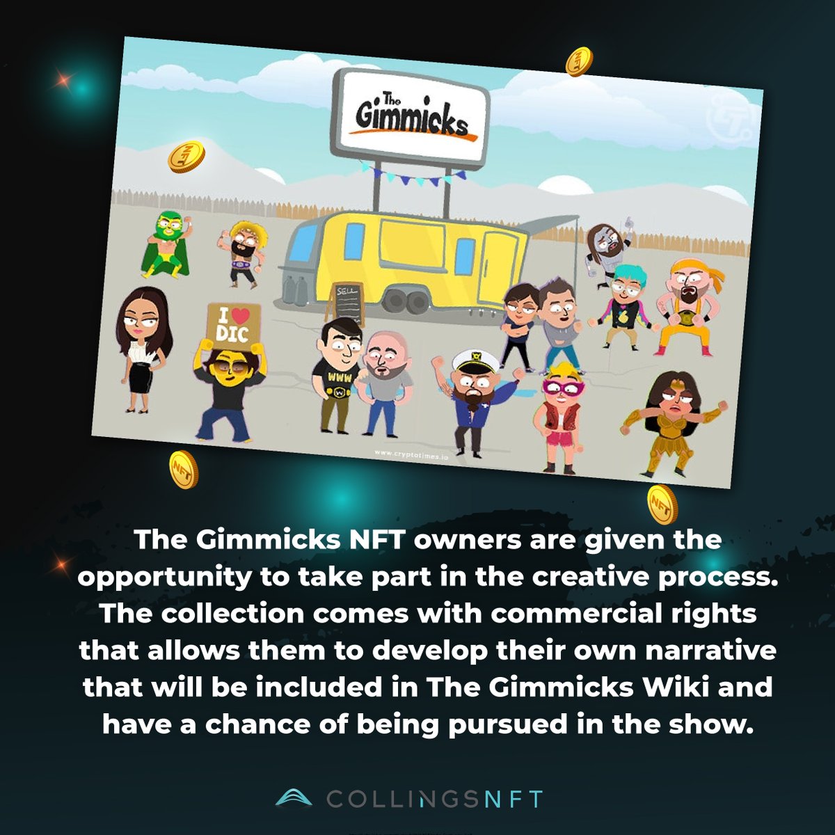 collingsnft's tweet photo. The Gimmicks NFT collection is a set of unique characters from the Sixth Wall and Toonstar. The series follows a crew of washed-up professional wrestlers who are trying to find their way back into the spotlight.
#NFT #NFTs #Blockchain #Crypto #TheGimmicks #Toonstar #Sixthwall https://t.co/UWQWKQUqsG