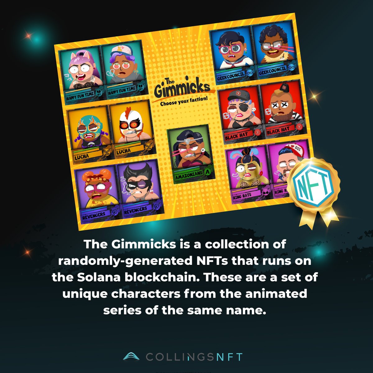 collingsnft's tweet photo. The Gimmicks NFT collection is a set of unique characters from the Sixth Wall and Toonstar. The series follows a crew of washed-up professional wrestlers who are trying to find their way back into the spotlight.
#NFT #NFTs #Blockchain #Crypto #TheGimmicks #Toonstar #Sixthwall https://t.co/UWQWKQUqsG