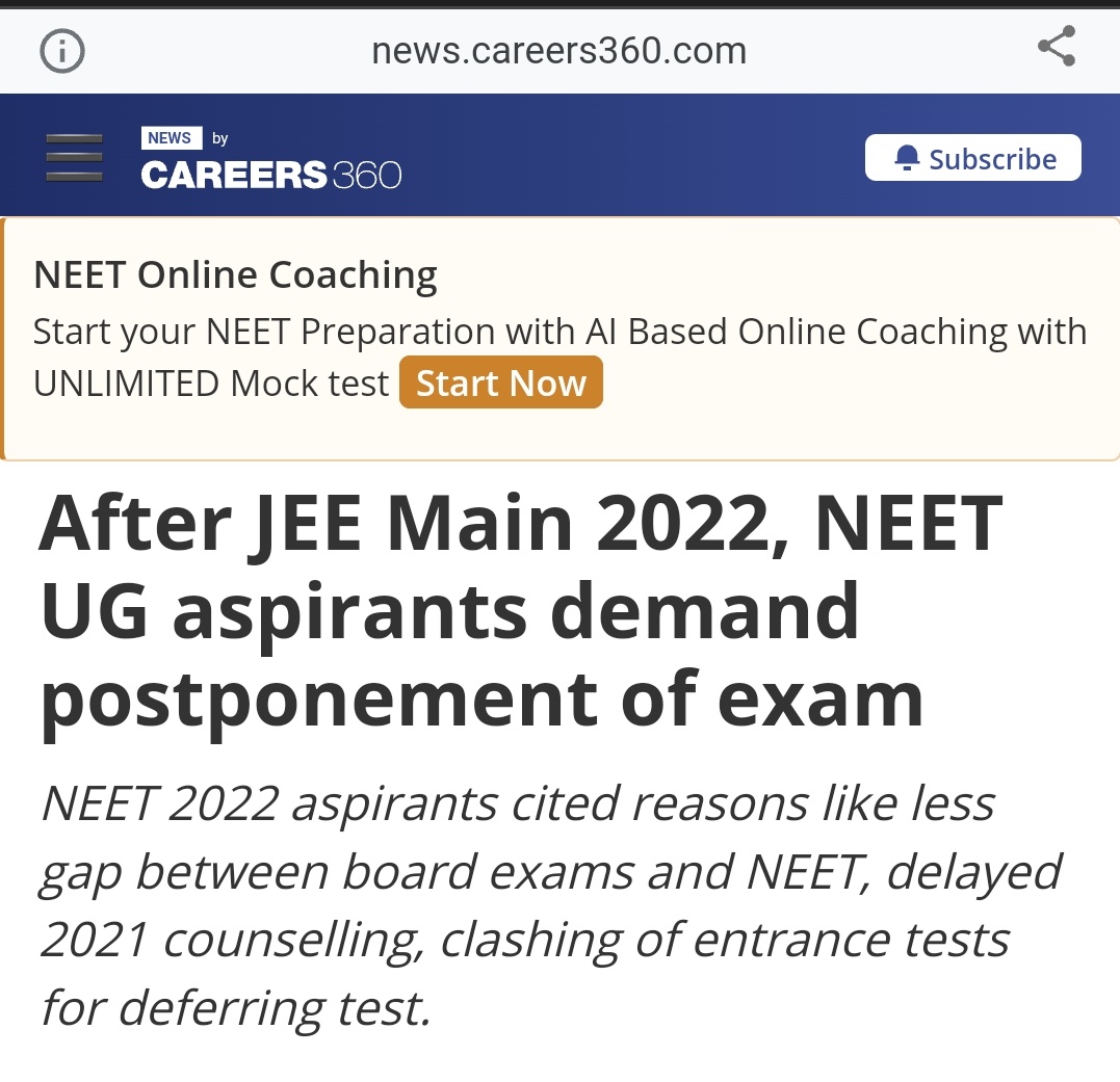 NUSA_NEETUG's tweet photo. If JEE Main got postponed despite being conducted twice a year, then why not #NEETUG ? 

@dpradhanbjp @DG_NTA 

#postponeneetug2022 https://t.co/zjKeqpgeGI