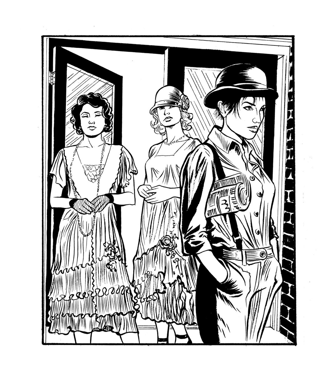 dcooneyart's tweet photo. Sneak peek from part two of The Tommy Gun Dolls, a 1920s graphic novel crime story. #penandink #flapper #1920s #graphicnovel #comics #comicbooks #linedrawing #blackandwhite #penart #pendrawing #rotringpen #sablebrush #inkdrawing #drawing #draweveryday #sketch #kickstarter https://t.co/I7J1EfSQmv