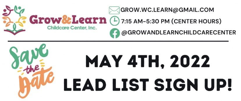 Save the Date:  May 4, 2022
Lead List Sign Up!
This Lead List will be our official waiting list. We will share a link and QR code in at least 3 different ways, via a postcard mailing to every box holder in the county, printed in the newspaper, and also here on social media.