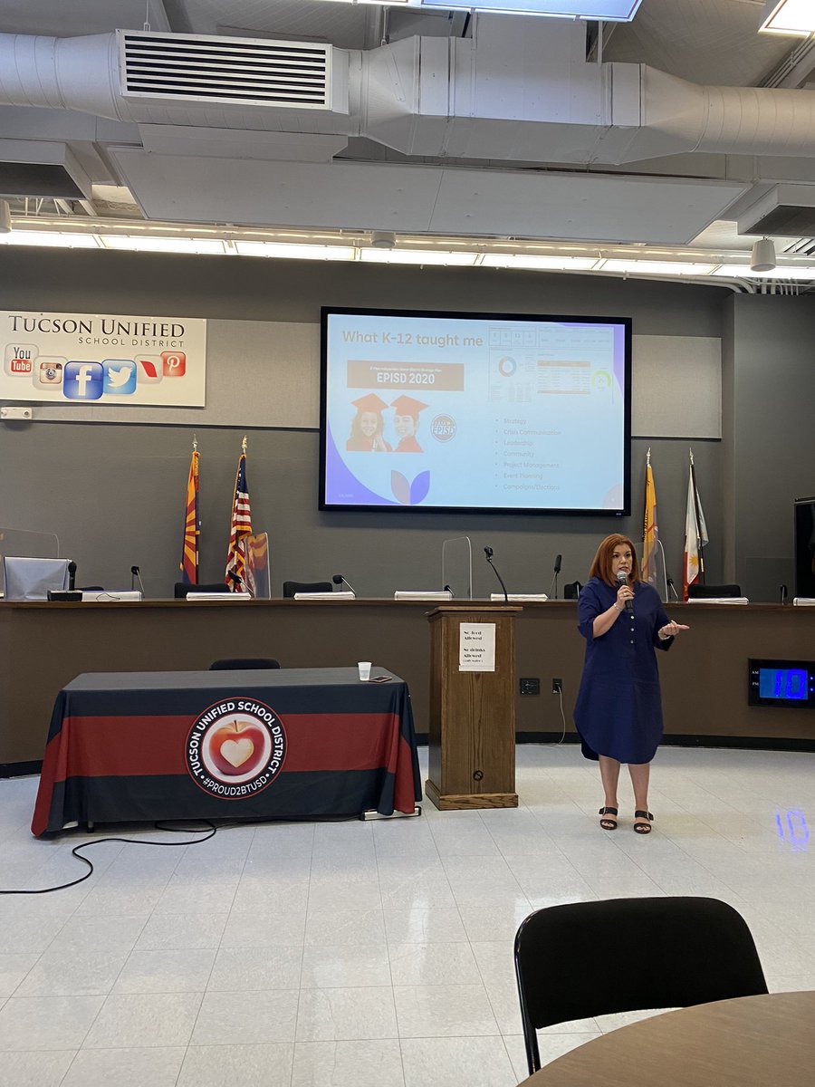 AZSchoolPR's tweet photo. Former @tspra #schoolpr pro Melissa Martinez spoke to our group about her journey from media to K12 to higher ed and the accreditations that got her there. #schoolprjourney #AZschoolPR #ittakesAPRo @NSPRA https://t.co/YHy2IoRawJ