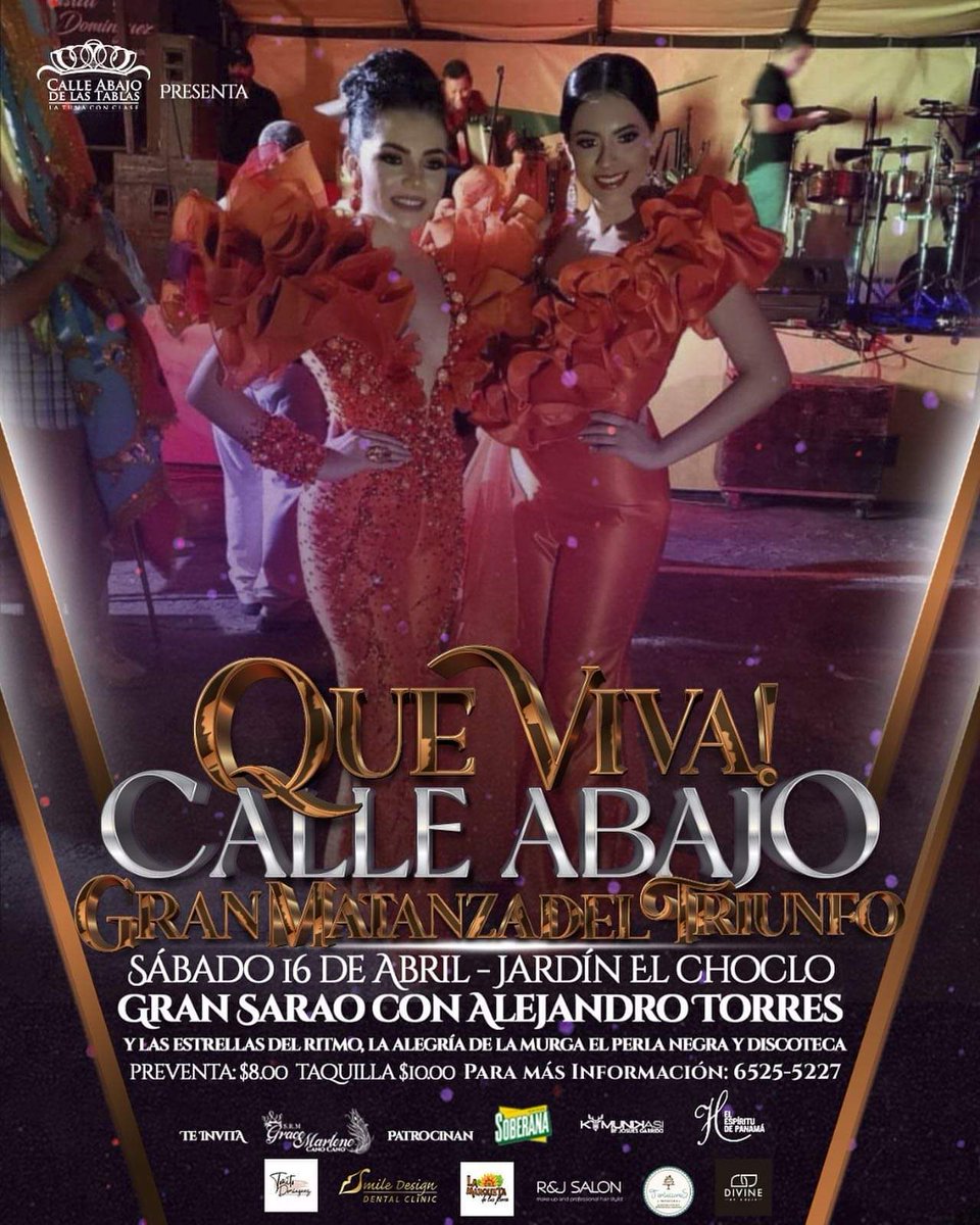 La Tuna de Calle Abajo de Las Tablas se complace en invitarlos éste 16 de abril a La Gran Matanza del Triunfo en el Jardín 8 de Noviembre - El Choclo.

Con la Murga "El Perla Negra", discoteca  y desde las 4pm el Gran Sarao con Alejandro Torres y las Estrellas del Ritmo.