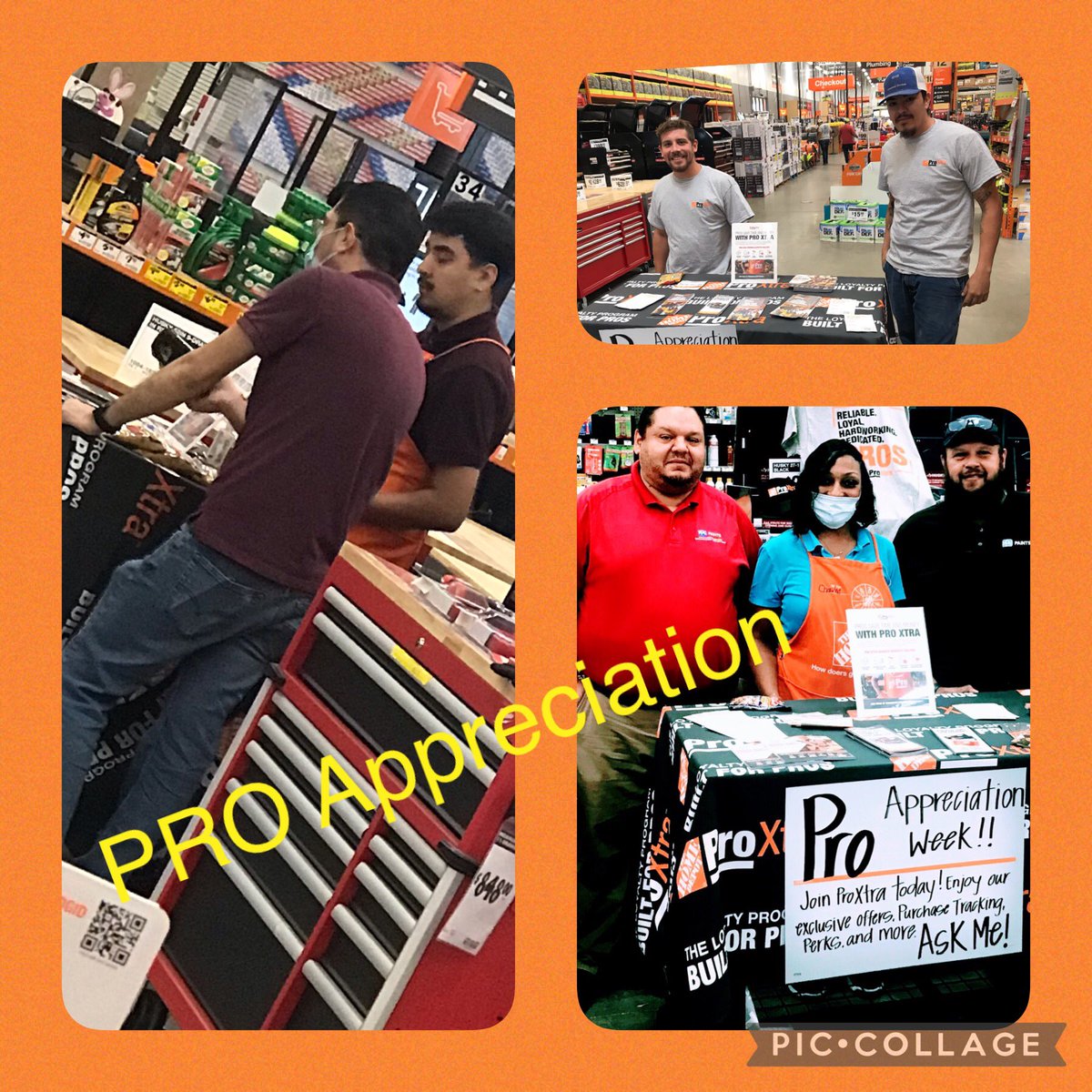 JennyBarnardFES's tweet photo. Week one of PRO Appreciation at #hd0569 We had a blast greeting and engaging with Pros. A BIG Thank you to everyone. @MichaelFloresHD @JarrodFarmer4 @idrissi_mary @Jerry_Smith_Jr @DIana_0569 @_mayra_valencia https://t.co/1SyEhZr7eA