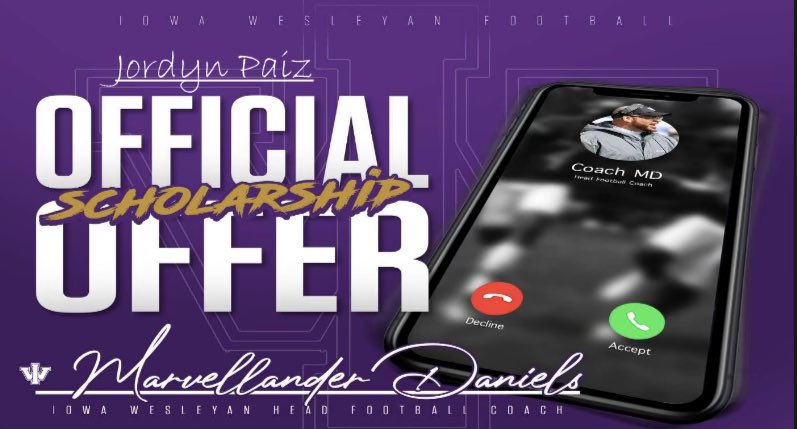 I am blessed to say I have received my first offer at Iowa Wesleyan University!Thank you  <a href="/CoachLozano23/">Bubba Lozano</a>  for this great blessing you have given me.
