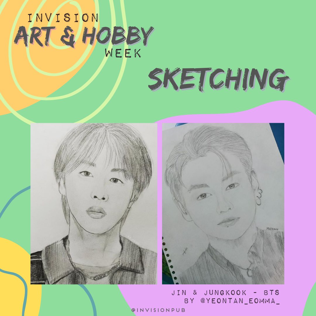 InVisionPub's tweet photo. "InVision Art &amp; Hobby Week"
Category: Sketching
Art piece title: Jin &amp; JK 
Art piece by: @yeontan_eomma_

#InVision #InVisionPublishing #ArtAndHobbyWeek #art #hobby #artwork #artofinstagram #sketching #jinbts #jkbts #btssketch #btsfanart #jkfanart #jinfanart https://t.co/H5a04RgH3x