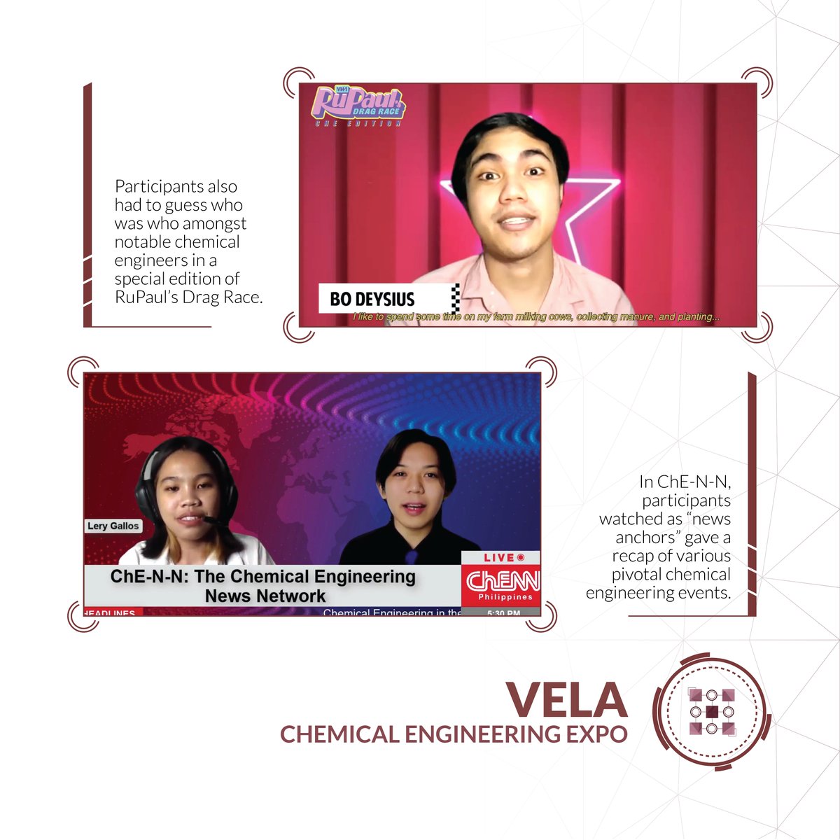 ChESSPH's tweet photo. [DAY 3 RECAP]

We hope that you all enjoyed our booths and exhibits during yesterday's VELA: The Chemical Engineering Exhibit!

Below is a recap of the expo! Thanks for participating! 

#ChESSPH2022 
#ChESSPH
#ChESSPHVela https://t.co/ZgYAdLL4bV