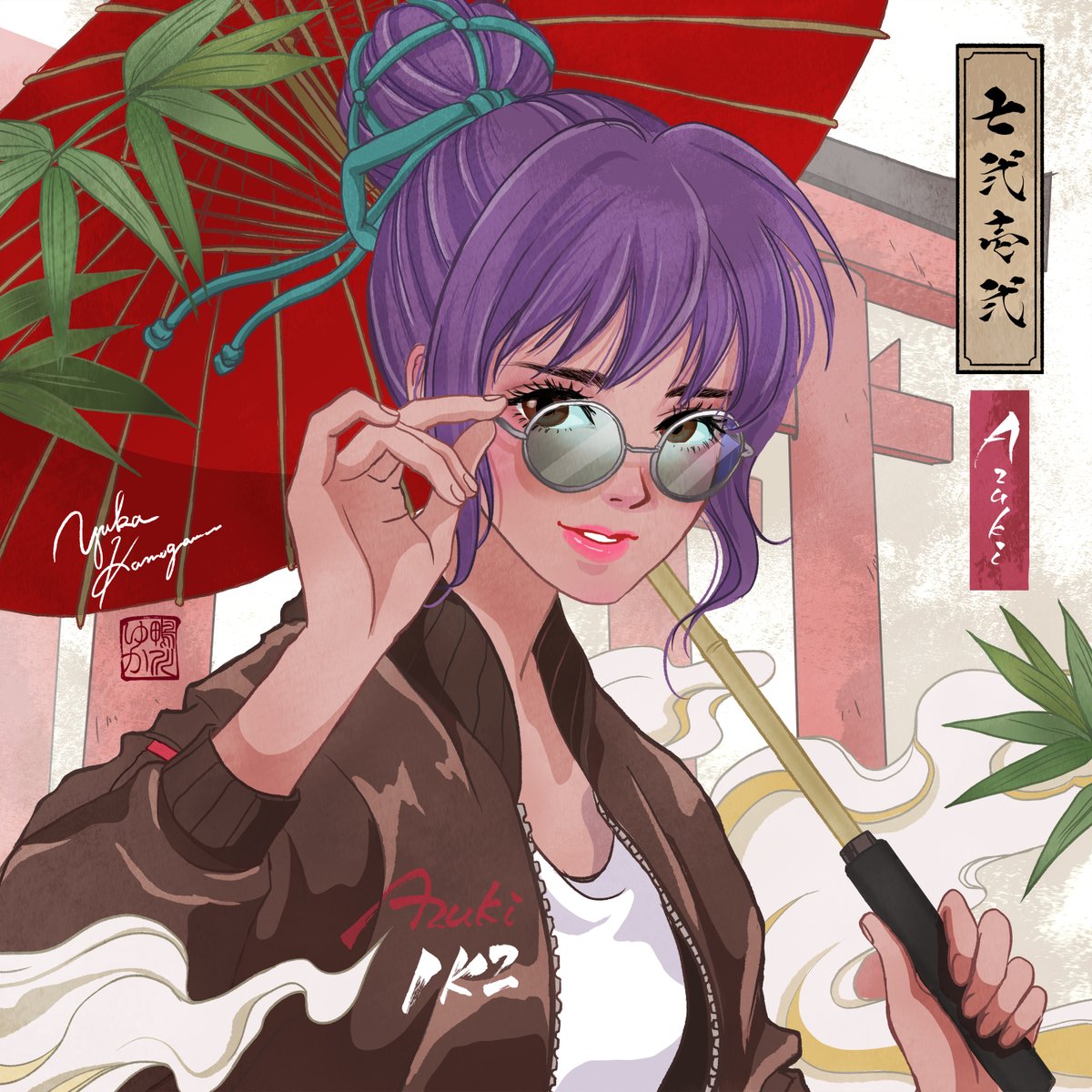 kamogawayuka's tweet photo. This is a derivative of #7212 AZUKI collection, commission from Rose @emilyrosemcg 🌹✨
Thank you so much!! It was super fun drawing this #AzukiArt ⛩️✨

Title calligraphy by tashimaya @ArtSumica 
#azukiNFT #Azuki #azukizen #NFTs https://t.co/dN2UxQvi7y