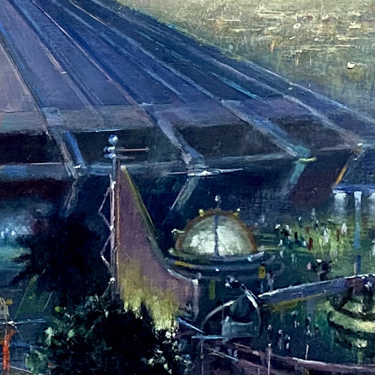 Bravadopaint's tweet photo. “The Happiest Place in Space”   (Detail) BRAVADOPAINT .com  #Grabowski••••••••••••••#art #fineart #painting #impressionism #realism #disneyworld    #amusements #themepark #spacemountain #imagineering #Florida #architecture #Tomorrowland #Disney #rollercoaster #fun https://t.co/NHFLncLEdJ