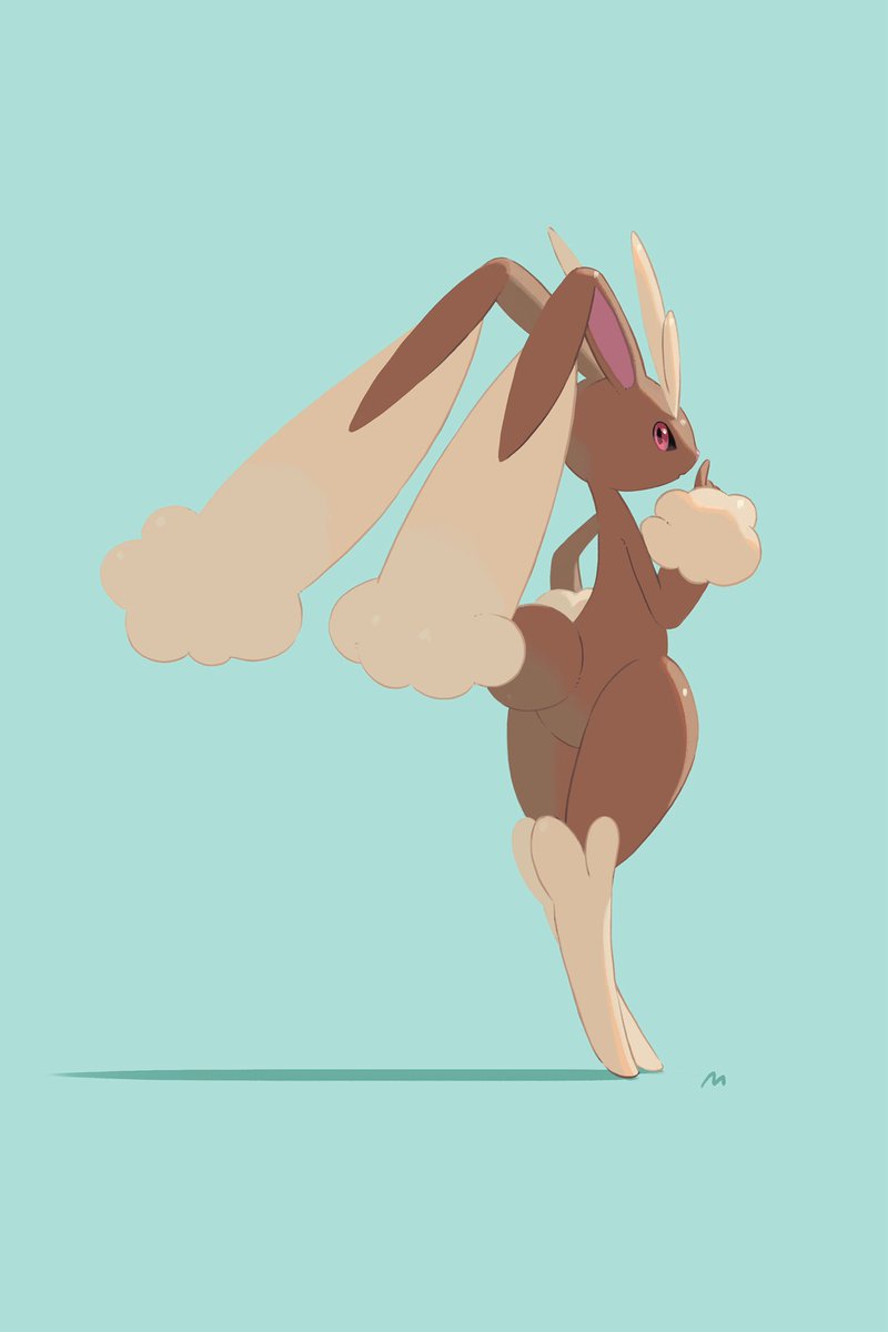 lopunny pokemon (creature) solo standing standing on one leg furry simple background full body  illustration images