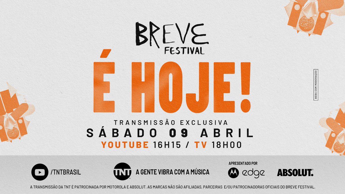 TNTbr's tweet photo. É hoje! 🎉
O @brevefestival vai começar e eu já tô me preparando pra curtir esse line-up de milhões!
E você, já tá ligadinho nos meus canais?
Às 16h15 no meu canal do YouTube e às 18h na TV.
Oferecimento: @MotorolaBR e @AbsolutBrasil
#exploreseuedge #ousecomparar
#sddsreal https://t.co/rh2zonwl1l