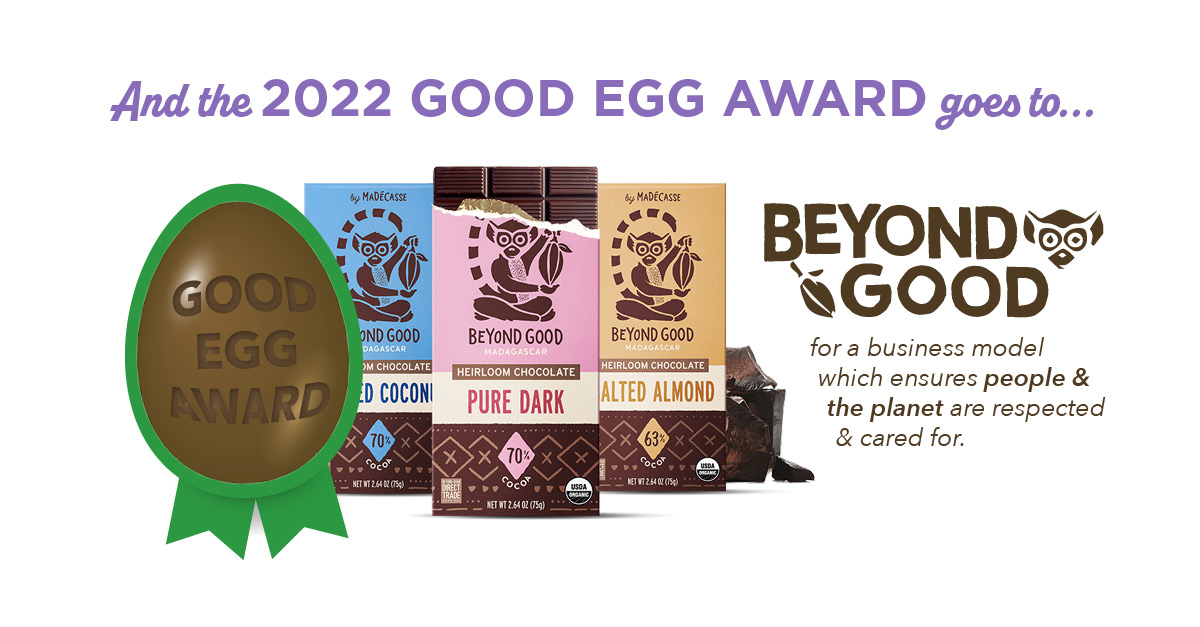 The 2022 Chocolate Scorecard Good Egg award goes to @eatbeyondgood! Beyond Good are leading the industry in every category assessed by the Chocolate Scorecard. Find out how other brands ranked at chocolatescorecard.com. #TasteTheChange #Chocolate #EthicalShopping