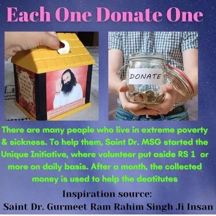 Mitthi31406945's tweet photo. Followers of Dera Sacha Sauda take out a coin every day with the inspiration of revered Guru Saint Gurmeet Ram Rahim Ji to help the needy so that no one suffers from hunger and disease, everyone gets treatment and everyone can get food for two times.
 #StartWith1 https://t.co/uAdyZBQaae