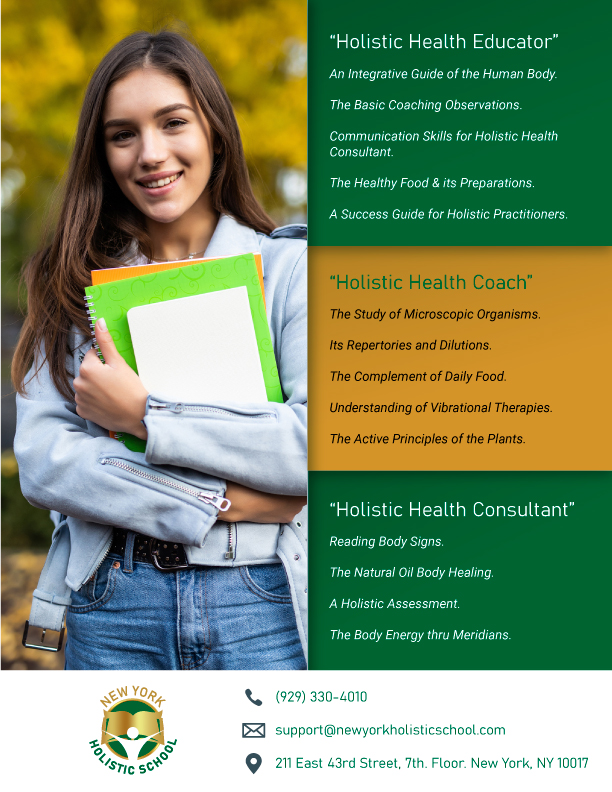 Finally, NYHS has obtained its ONLINE license from the NYED, We are the first professional school that has been approved to provide a Holistic Health curriculum.  
newyorkholisticschool.com
If you have questions or concerns, please feel free to call our office at 929-330-4010