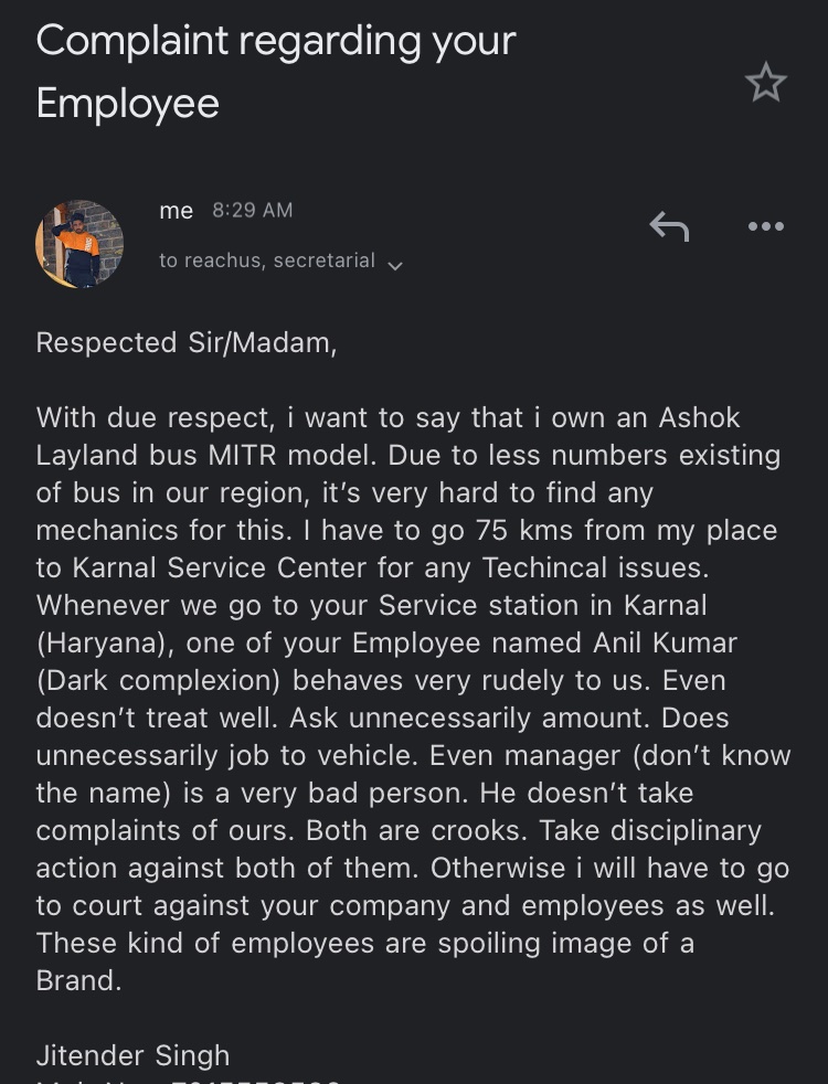 monteerana's tweet photo. @ASHOKLEYLAND18 @ASHOKLEYLAND11 @Ashokleyland9 @ashokleylandost complaint regarding your employees https://t.co/3V7TeR8fzf
