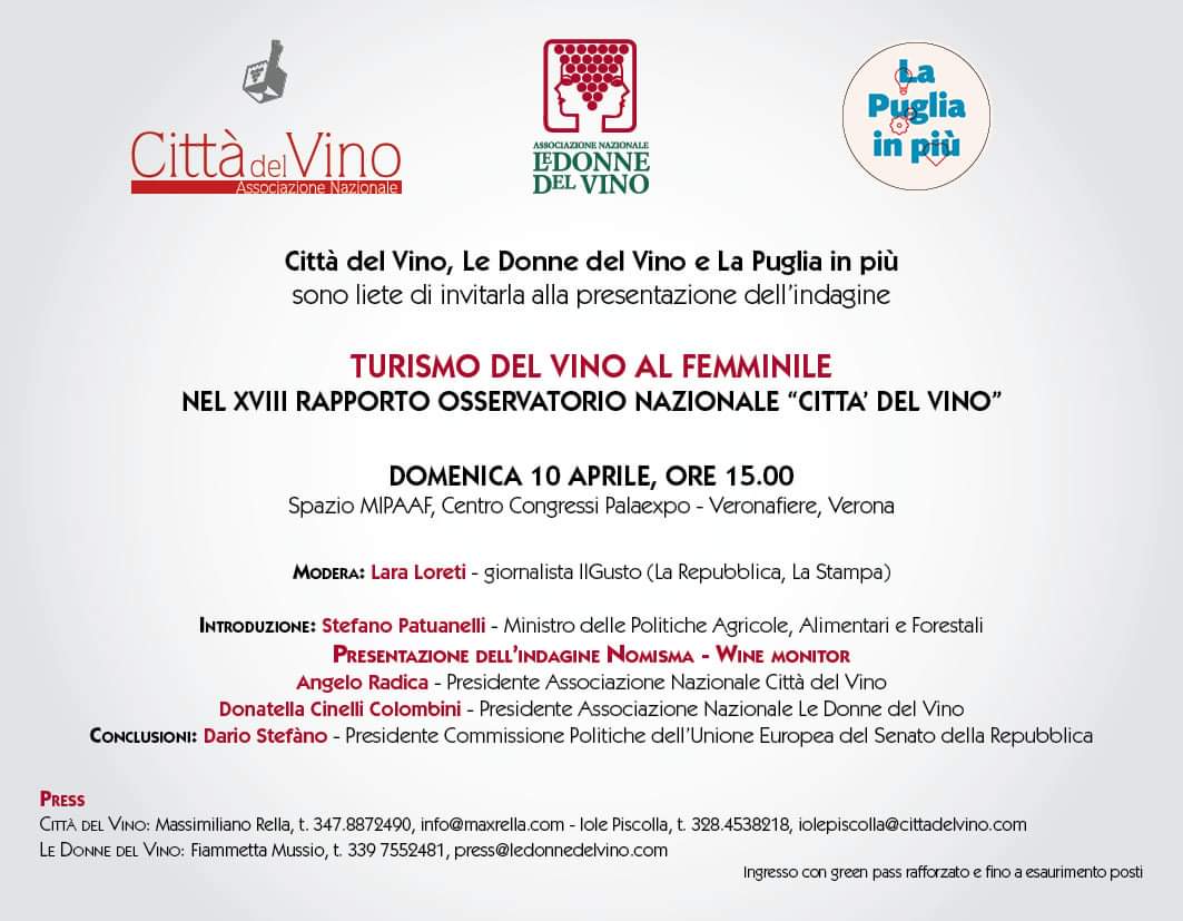 Domani, domenica 10 aprile (ore 15, Spazio Mipaaf), a @VinitalyTasting presentiamo 𝐮𝐧𝐚 𝐫𝐢𝐜𝐞𝐫𝐜𝐚 𝐬𝐮𝐥𝐥’𝐞𝐧𝐨𝐭𝐮𝐫𝐢𝐬𝐦𝐨 𝐚𝐥 𝐟𝐞𝐦𝐦𝐢𝐧𝐢𝐥𝐞 con @cittadelvino @Mipaaf_ @DarioStefano #donnedelvino #Vinitaly2022 #vinitaly #enoturismo 👇 ledonnedelvino.com/turismo-del-vi…