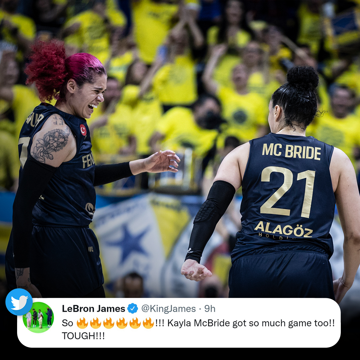 Lebron James Fenerbahçe Kadın Basketbol Takımı İçin Twitterdan Paylaşım Yaptı