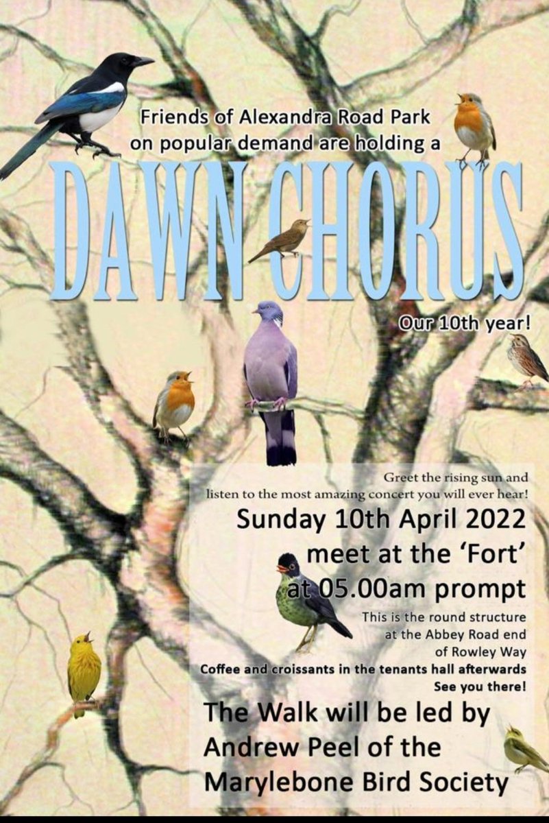 Alexandra&Ainsworth (@aa_estate) on Twitter photo Join us tomorrow morning for a free dawn chorus bird walk around our park <a href="/AlexandraRdPark/">Friends Of ARP</a>. Meet 5am sharp at the Abbey Road end of Rowley Way. Wrap up warm! Join us tomorrow morning for a free dawn chorus bird walk around our park <a href="/AlexandraRdPark/">Friends Of ARP</a>. Meet 5am sharp at the Abbey Road end of Rowley Way. Wrap up warm!