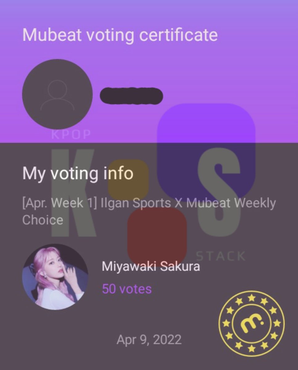 KpopStack's tweet photo. CLOSED‼️
#kpopstackPROOFS
Congratulations #SAKURA
✔ 150 beats for Ilgan Sports X Mubeat Weekly Choice poll https://t.co/wMUefl4LGi