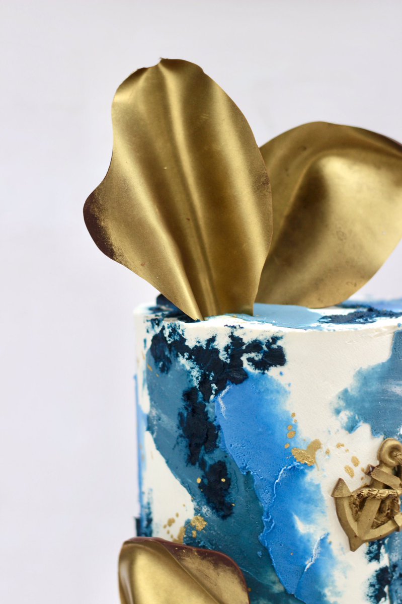 Abstract blues with gold chocolate sails