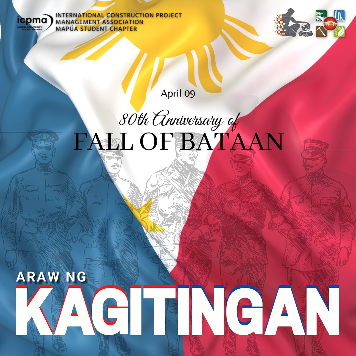 ICPMAmapua's tweet photo. 𝐓𝐡𝐞 𝟖𝟎𝐭𝐡 𝐃𝐚𝐲 𝐨𝐟 𝐕𝐚𝐥𝐨𝐫
Today, we honor the Victory and Gallantry of our Filipino Freedom fighters who fought during World War II. This day also serves as a tribute to the valiant efforts of our modern-day heroes in fighting the Coronavirus.

#ArawNgKagitingan https://t.co/5YDzWkAEXR