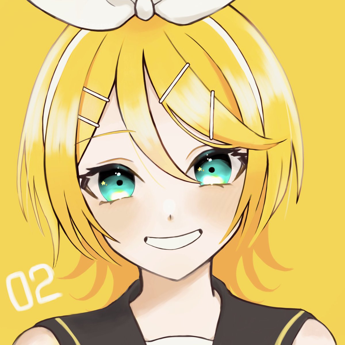 kagamine rin 1girl solo blonde hair smile hair ornament sailor collar portrait  illustration images