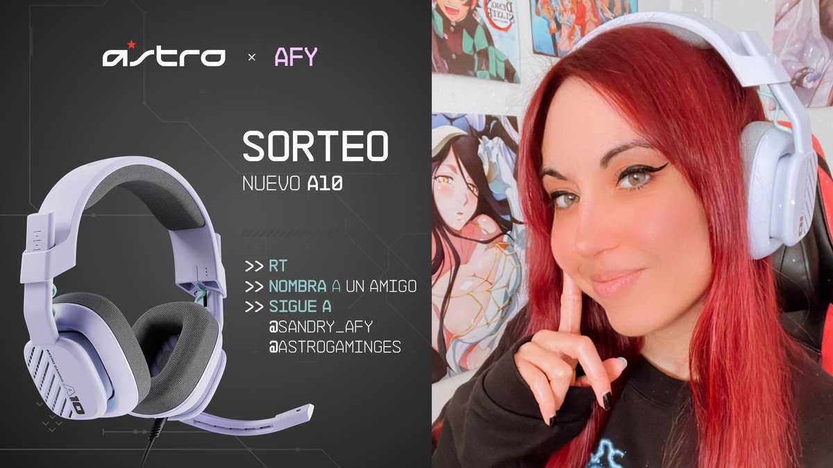💜 SORTEO ASTRO A10 💜

Llévate los nuevos Astro A10 en el color que tu quieras! ✨

➡️ Follow a <a href="/sandry_afy/">Afy-ちゃん 🌸</a> y <a href="/ASTROGamingES/">ASTRO Gaming España</a> 
➡️ RT a este tweet
➡️ Menciona a un amigo

Participa hasta el 16 de Abril 🗓️
(Solo para España)

Mucha suerte a todos!! 🥰🍀