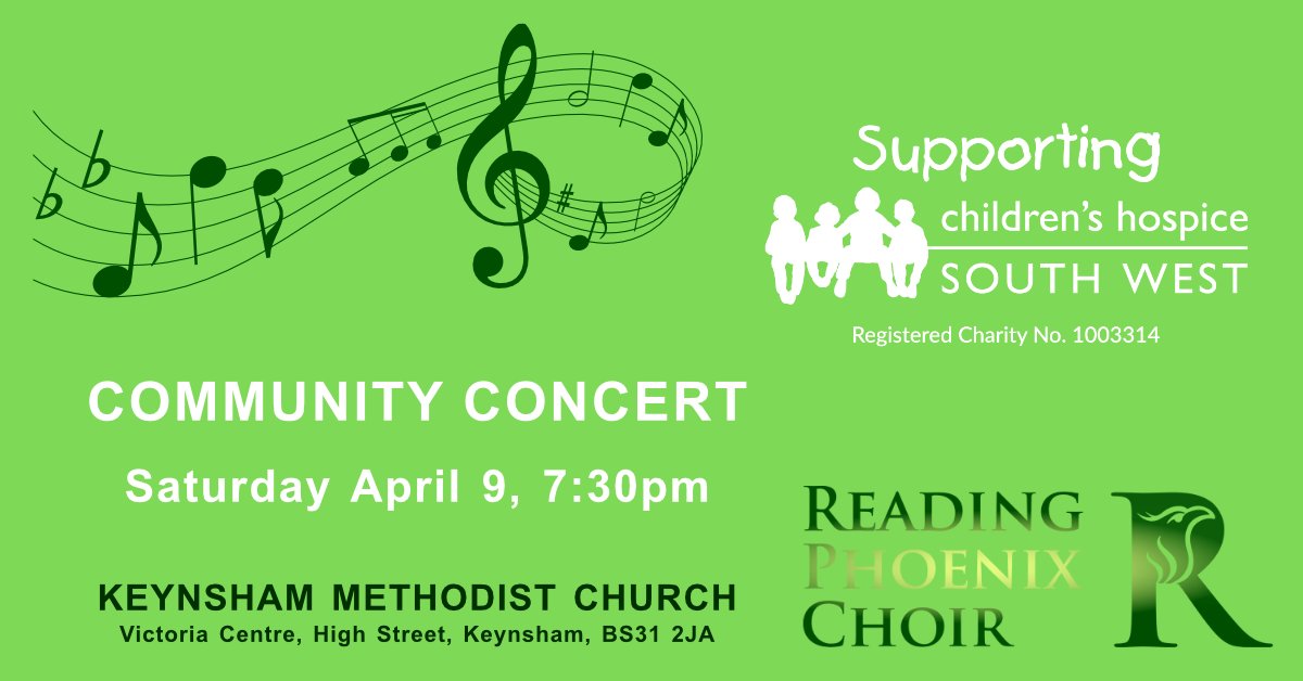 readingphoenix's tweet photo. For those in the #Keynsham area, we'll be singing at the Methodist Church a 7.30pm tonight to raise money for the brilliant @CHSW. @bathlive #singing #charityfundraising #choirtour https://t.co/HUpl3fsITr