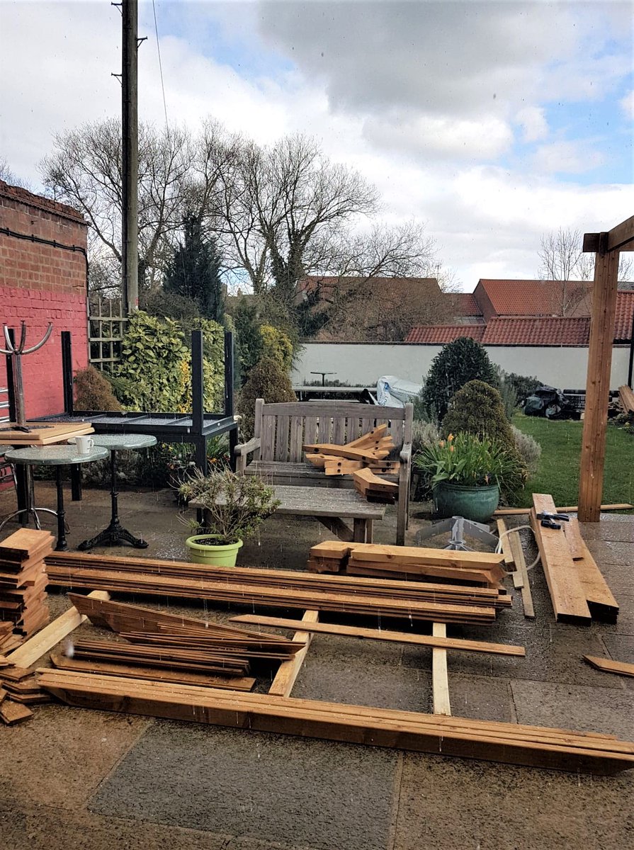 As if today wasn't going to be exciting enough we have the big reveal! Our new outdoor seating area &amp; gazebo will be officially opened by the <a href="/CannonHallFarm/">Cannon Hall Farm</a> bros, Rob &amp; Dave!! Plus the sun is shining, at the moment anyway!  #choosebookshops <a href="/BBCYork/">BBC York</a> <a href="/DiscHambleton/">Discover Hambleton</a> <a href="/Thirskinfo/">Thirsk Tourist Info</a>