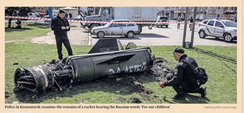 This is the rocket that killed 50 people at a railway station? It’s barely dented so I don’t think so. #fakewar #Ukraine #alltheworldsastage #msmlies