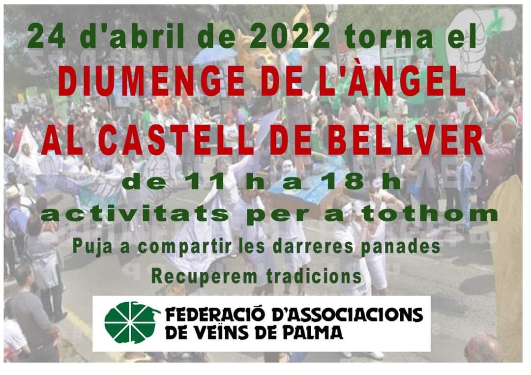 Enguany per primera vegada participarem en el Diumenge de l'Àngel al Castell de Bellver organitzat per la Federació d'Associacions de Veïnats de Palma. Tindrem una paradeta amb una mostra de tot el que fem i un taller de flors de paper.
Us animem a participar.
#SantaPagesaEsMou