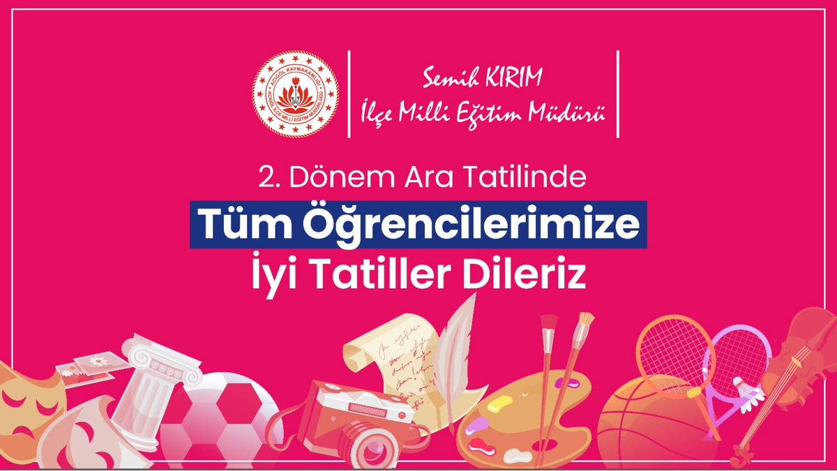 semihkirim's tweet photo. Sevgili öğrencilerimiz, bugün eğitim yolculuğuna kısa bir mola verdiniz. 😊

Ara tatilde iyi dinlenmenizi ve bol bol kitap okumanızı tavsiye ediyor, ailelerinizle birlikte sağlıklı ve keyifli bir ara tatil diliyorum.📚✏️
@MemetPolat0247 
@berkaydinleyen 
@ACIGOLMEM 
@hemacigol https://t.co/vAceB0cdae