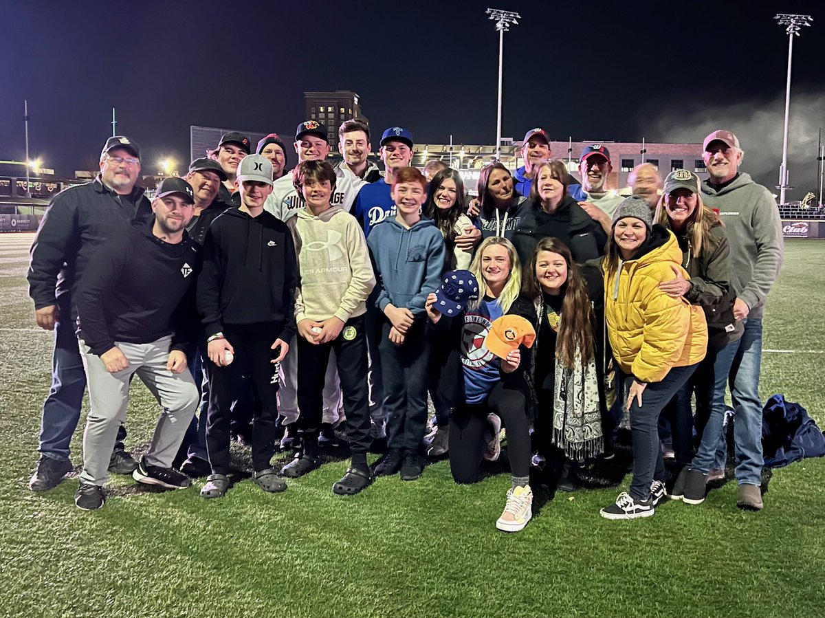 A rare occurrence took place in Friday’s opening game.  The Varland brothers squared off on the mound, Gus for the Drillers and Louie for the Wind Surge.  And, a large contingent of Varlands was on hand to watch!