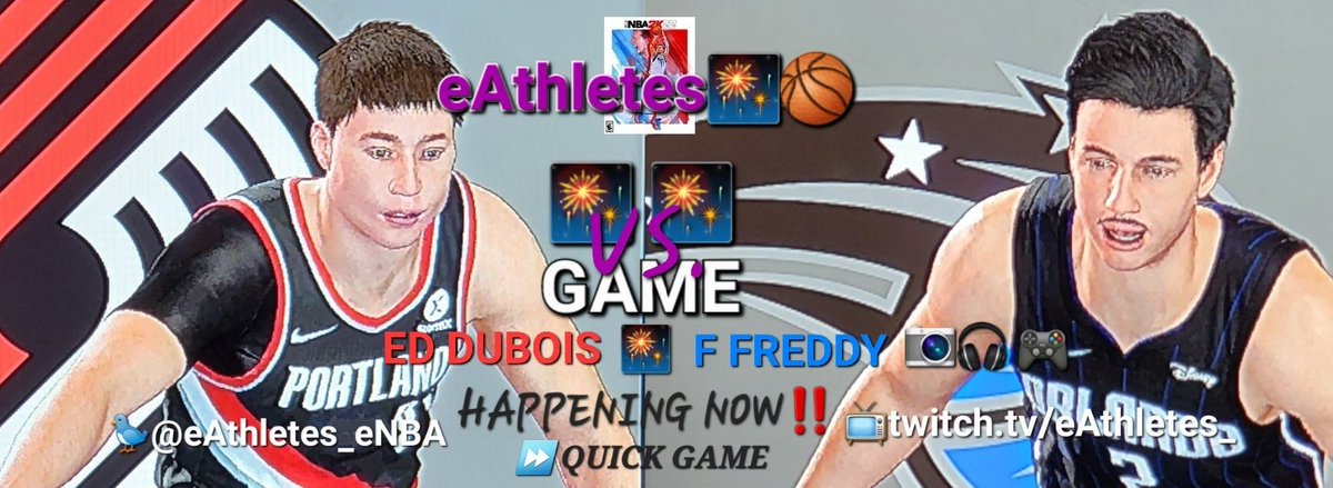 eAthletes_eNBA's tweet image. eAthletes🎆|twitch📺
#NBA2K22 #QuickGame

01/17
POR Trail Blazers (29-13) @
ORL Magic (11-34)

🎆 2 Freddy (ORL) 📷🎧🎮
&amp;amp; 🎆 81 Dubois (POR)

#Live 🍿📺 Twitch.tv/eAthletes_
   
#RipCity #MagicTogether
eNBA SZN4.14 #eSports
@SmallStreamersR @DynoRTs  @Twitch_RT @BlazedRTs