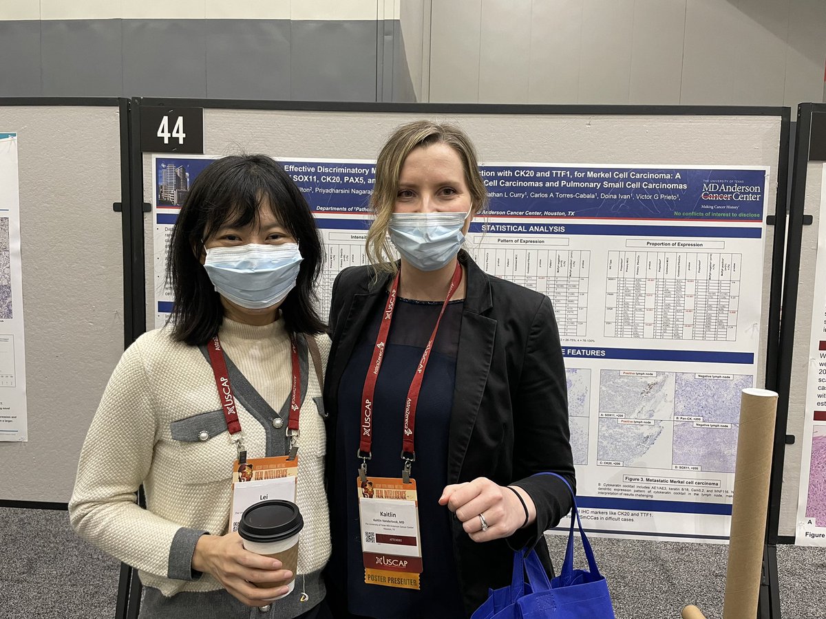 KaitVanderbeck's tweet photo. A bit late, but had a wonderful time at #USCAP2022 presenting our research about SOX11 expression in Merkel cell carcinoma! @DrPhyuPAung2 @DrAldehyde @AimiTRothrockMD @TorresCabalaMD @vgprieto14 @LeiSun17635272 @PNagarajanMDACC! #pathtwitter #dermpath https://t.co/sIGCpbGEsc