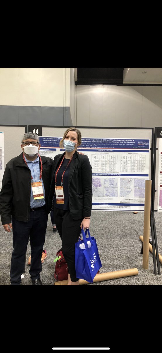 KaitVanderbeck's tweet photo. A bit late, but had a wonderful time at #USCAP2022 presenting our research about SOX11 expression in Merkel cell carcinoma! @DrPhyuPAung2 @DrAldehyde @AimiTRothrockMD @TorresCabalaMD @vgprieto14 @LeiSun17635272 @PNagarajanMDACC! #pathtwitter #dermpath https://t.co/sIGCpbGEsc