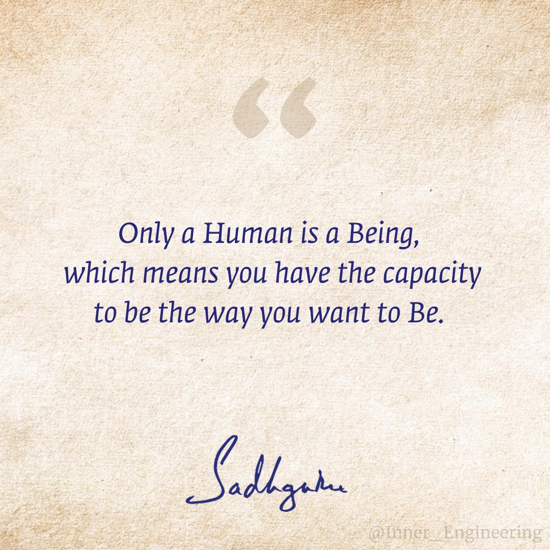 NaturallySudha's tweet photo. @SadhguruJV Strength is not by weight of flesh or bones..
Strength is being able to be the way you want to be..
Strength is in being the way the situation demands
@SadhguruJV https://t.co/MlrBgqWu9b