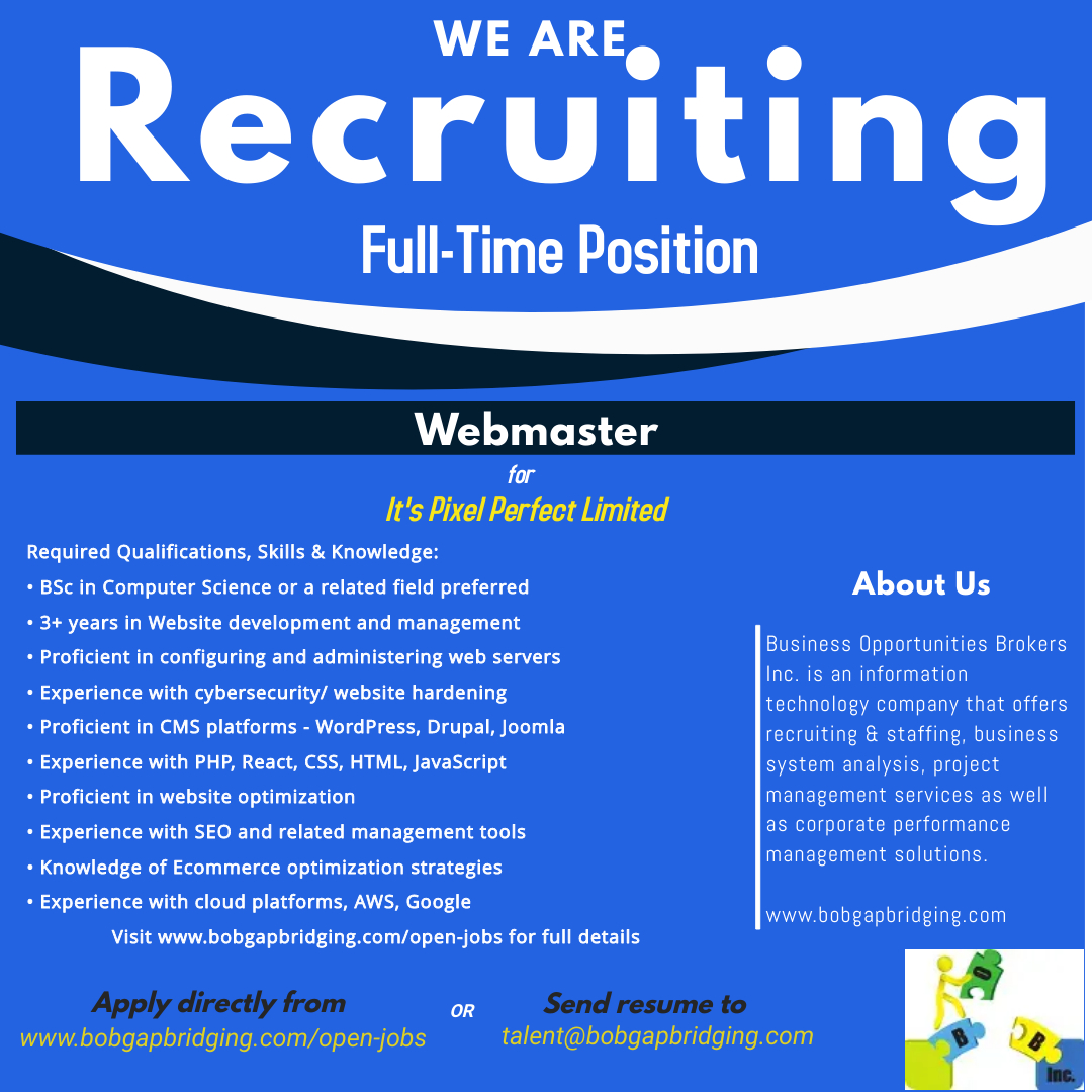 BOBINC6's tweet image. Greetings all,
Here is another job opening!
#Webmaster #webmasterjobs #openjob #jobopenings #jobopportunity #Hiring