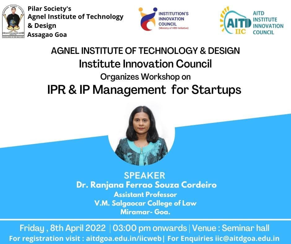 AitdGoa's tweet photo. #aitd #iic conducted a session for Students on the topic IPR & IP management for startups. by Dr. Ranjana Ferrao, Asst Professor, V.M. Salgaocar College of Law, Goa.
#miciic #aitdiic #aitdgoa #iic #MHRDInnovationCell #MHRD @mhrd_innovation @EduMinOfIndia https://t.co/9giZKS5rR5