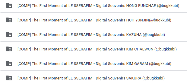 bugkkura39's tweet photo. [COMP] The First Moment of #LE_SSERAFIM - Digital Souvenirs (ALL 6 MEMBERS)

Original files (Screen recording❌)
60 Still Images
60 Moving Images
72 Text
42 Auditory
12 Cards
🔗 https://t.co/DbTrNeqAzR
398MB

#SAKURA #KAZUHA #HUHYUNJIN #HONGEUNCHAE #KIMCHAEWON #KIMGARAM #르세라핌 https://t.co/Za2ClAkqOU