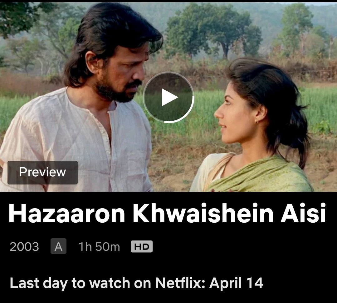 Leaving Netflix on April 14th..

#One2Ka4
#Asoka
#JhankaarBeats
#HazaaronKhwaisheinAisi