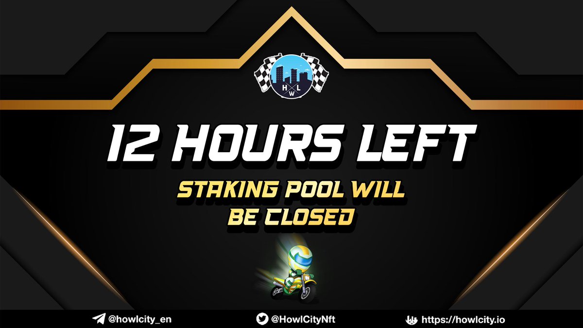 ⚒️Hurry up to unstake and earn your rewards. In case of other requests occurring outside of the above time, we will not support solving them

⏱Staking pool closing deadline: 5PM UTC April 9th, 2022
👉Link staking pool: market.howlcity.io/staking

Thank you! ❤️