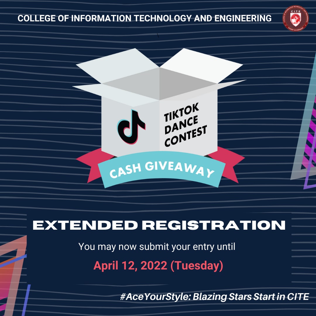 dlslsg_cite's tweet photo. Good day, CITEzens!

You can still submit your entries until April 12 (Tuesday).

Kindly register and submit your entry through: https://t.co/pITwjiMPOr

#CITETok
#AceYourStyle

Read more: https://t.co/EPMyelwgya https://t.co/XJEGPCA0zX