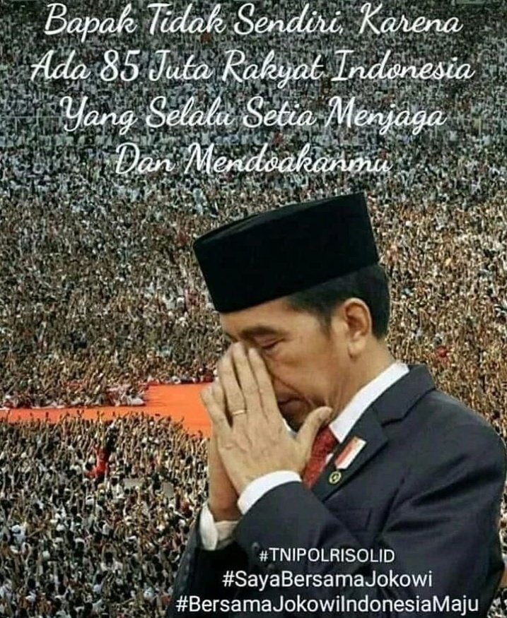 Siahaan777111's tweet photo. Bapak tidak sendiri
Karena ada 85 juta rakyat Indonesia yang setia menjaga dan mendoakan mu 🙏🙏
#KawalJokowi 
#SayaBersamaJokowi https://t.co/DklMxePRxu