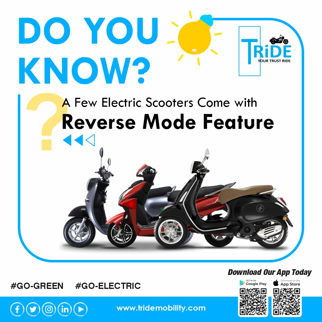 TRiDE_mobility's tweet photo. Why to work hard when you can drive back with a click of a button. Yes! You guessed it right. A few electric scooters in India come up with a reverse mode feature.🔙
Have a hassle-free driving experience.🛵
#ElectricScooters #DailyCommute #TRiDE #AvoidPollution #reversemode https://t.co/C5AnV4kwge